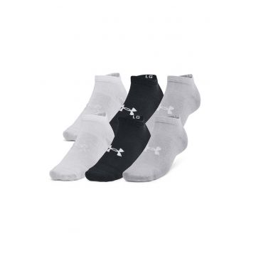 Set de sosete pana la glezna cu detaliu logo Essential - 6 perechi - Negru/Gri