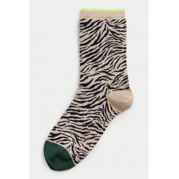 Set de sosete scurte cu imprimeu zebra - 1 pereche - Negru/Bej