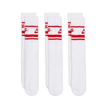 Set de sosete unisex cu imprimeu logo - 3 perechi - Rosu/Alb
