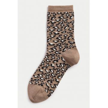 Sosete lungi cu animal print - Negru/Maro deschis