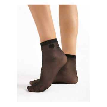 Sosete lycra negre cu inimioara neagra  Cupido 20 den - Negru