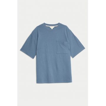 Tricou de pijama cu model in dungi - Albastru prafuit