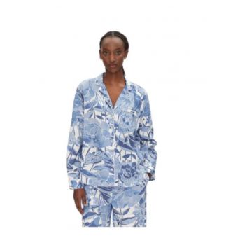 Bluza de pijamale dama -  floral - albastru - bumbac