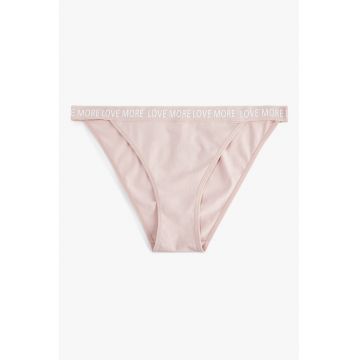 Chiloti cu banda text in talie - Nude rose
