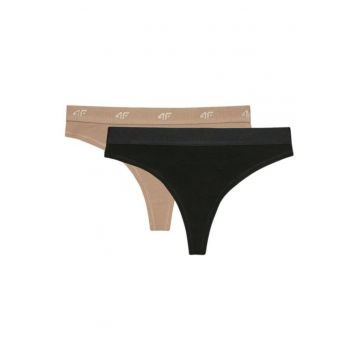 Chiloti dama -  set 2 bucati - bej/negru - textil