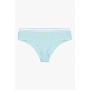 Chiloti hipster cu imprimeu text - Albastru pastel