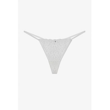 Chiloti tanga cu model floral - Gri deschis