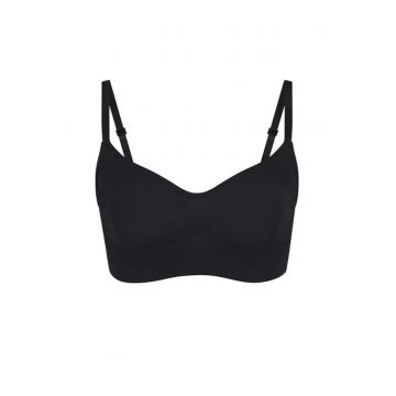 Lenjerie modelatoare -  bustiera scurta - talie inalta - neagra - tricot fara cusaturi
