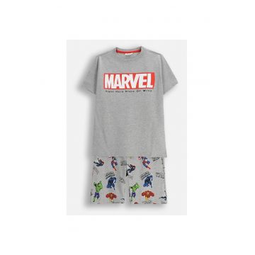Pijama copii -  2 piese - imprimeu Avengers - gri - bumbac