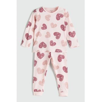 Pijama de bumbac uc model cu inimi