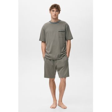 Pijama din bumbac cu pantaloni scurti - Maro taupe