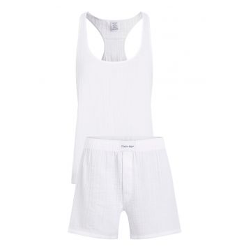 Pijama scurta din bumbac - Alb murdar