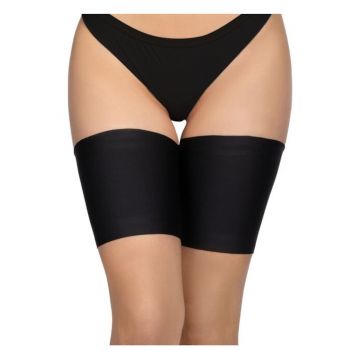 Set 2 jartiere cu silicon pentru preventia iritatiei  Satin Thigh - Negru