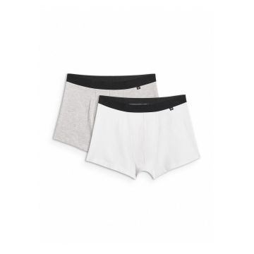 Set 2 perechi de boxeri  bumbac/elastan - talie elastica - gri/alb