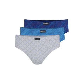 Set 3 perechi chiloti pentru barbati -  Bumbac - Albastru/Gri