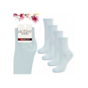 Set 4 - Sosete de dama din bumbac - netede - Active Forte 58 - Albastru deschis