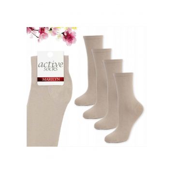 Set 4 - Sosete de dama din bumbac - netede - Active Forte 58 - Bej