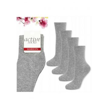 Set 4 - Sosete de dama din bumbac - netede - Active Forte 58 - Gri deschis