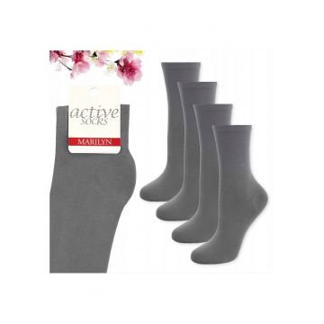 Set 4 - Sosete de dama din bumbac - netede - Active Forte 58 - Gri inchis