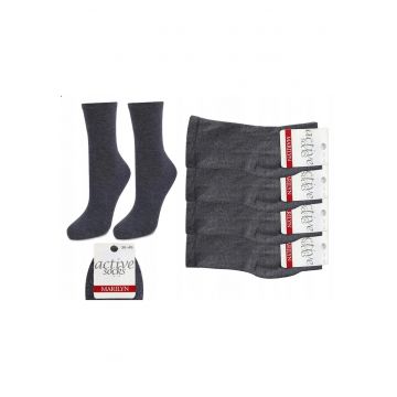 Set 4 - Sosete de dama din bumbac - netede - Active Forte 58 - Gri melange