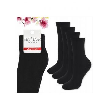 Set 4 - Sosete de dama din bumbac - netede - Active Forte 58 - Negru