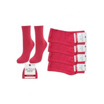 Set 4 - Sosete de dama din bumbac - netede - Active Forte 58 - Rosu deschis