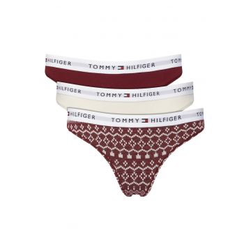Set chiloti tanga femei  bordo - bej - lenjerie intima