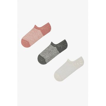 Set de 3 perechi de sosete foarte scurte - Gri deschis/Roz prafuit/Gri antracit