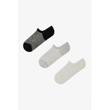 Set de 3 perechi de sosete foarte scurte - Negru/Gri deschis/Grej