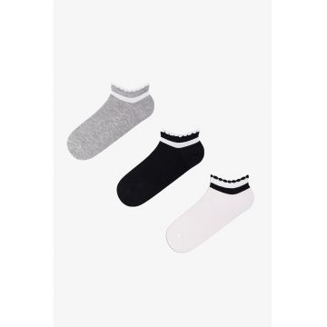 Set de 3 perechi de sosete pana la glezna - Alb/Negru/Gri