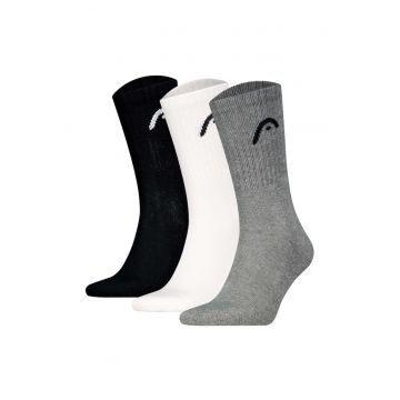 Set de sosete lungi unisex pentru antrenament - 3 perechi - Alb/Negru/Gri