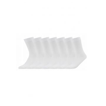 Sosete Barbati Albe Inalte -  Po1939756C 001 - Marime: 43-46 - 75% Bumbac (Dintre Care Organic) - 24% Poliamida - 1% Elastan - Croiala Lunga - Alb - 7 Perechi