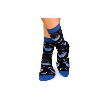 Sosete bumbac Fine Cotton Sealife Balene Negru