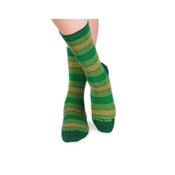 Sosete bumbac organic cu dungi 98% COTTON RICH Verde