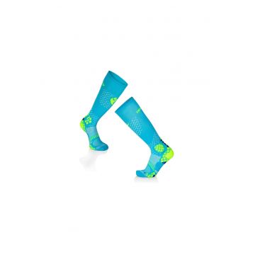 Sosete compresive pentru alergat 3/4 COMPRESSION SOCKS Turcoaz - Galben