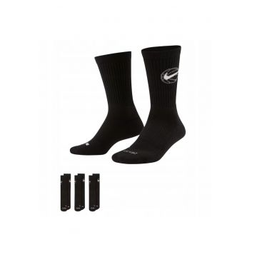 Sosete Sport -  Elite Everyday Da2123-010 - Marime: 46-50 - Tehnologie Dri-Fit – Evacuarea Umiditatii - Amortizare Pentru Un Confort Sporit - Suport Pentru Arc Pentru Stabilitate - Constructie Elastica Si Confortabila - Negru - 3 Pachete