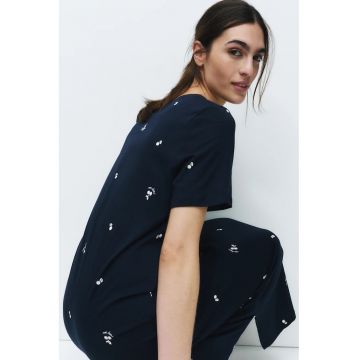 Camasa de noapte din amestec de modal cu inimi - Bleumarin
