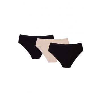 Chiloti dama Nansa set de 3 perechi  negru - bej - Multicolor
