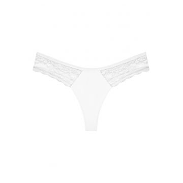Chiloti tanga dama -  55% poliamida - 35% poliester - 10% elastan - Alb - Alb