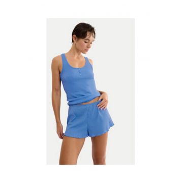 Pantaloni scurti de pijama -  albastru - bumbac si poliester -
