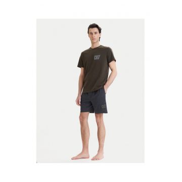 Pijama barbati -  gri-verde - bumbac - Verde