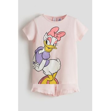 Pijama cu design desene animate - Roz pastel