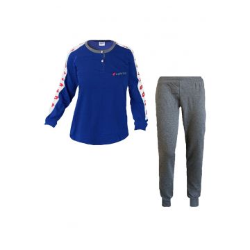 Pijama din bumbac  LP3026 - Albastru/Gri melanj - Albastru