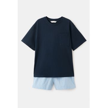 Pijama scurta de bumbac - Bleumarin
