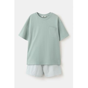Pijama scurta de bumbac - Verde deschis