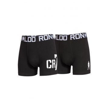 Set de boxeri cu banda logo in talie - 2 perechi - Negru