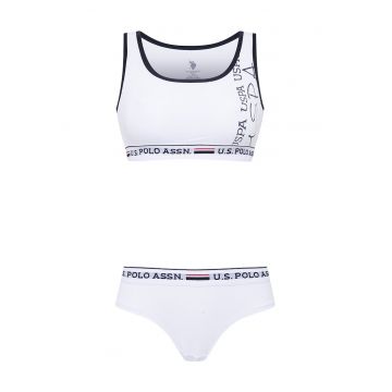 Set de bustiera si chiloti cu logo - Negru/Alb optic