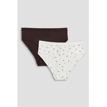 Set de chiloti hipster striati - 2 perechi - Maro inchis
