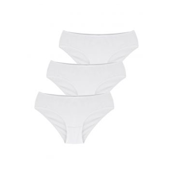 Set de chiloti uni - 3 perechi - Alb optic