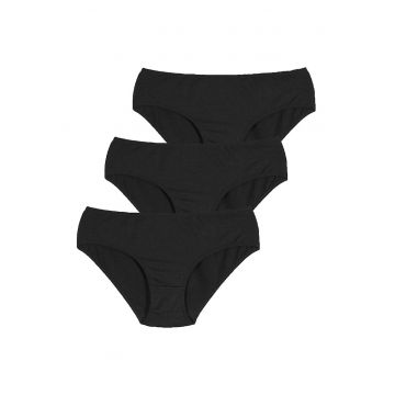 Set de chiloti uni - 3 perechi - Negru stins